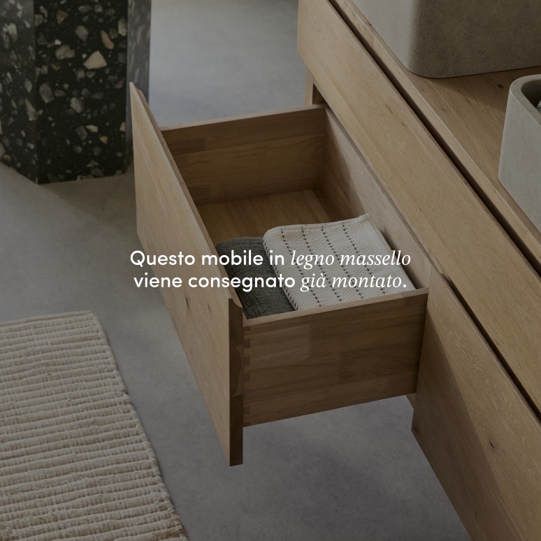 Jacob - Mobile bagno in legno di quercia massello 120 cm