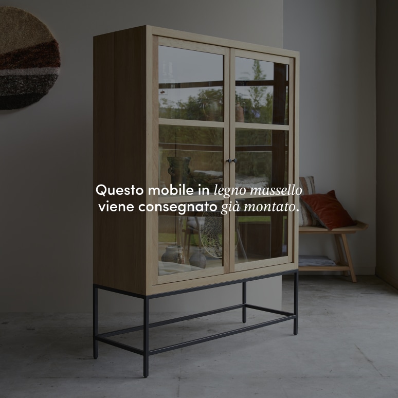 Babeth - Vetrina alta in legno di quercia massello