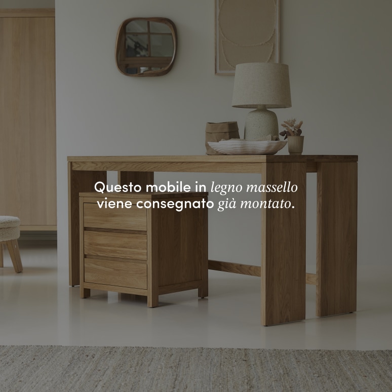 Eden - Scrivania in legno di quercia massello con cassettiera