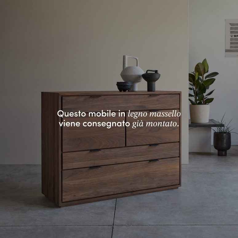 Senson - Cassettiera in legno di noce massello