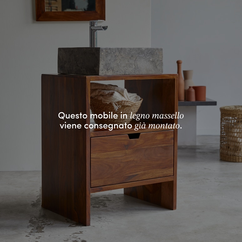 Kwarto - Mobile per il bagno in legno di palissandro massello 60 cm