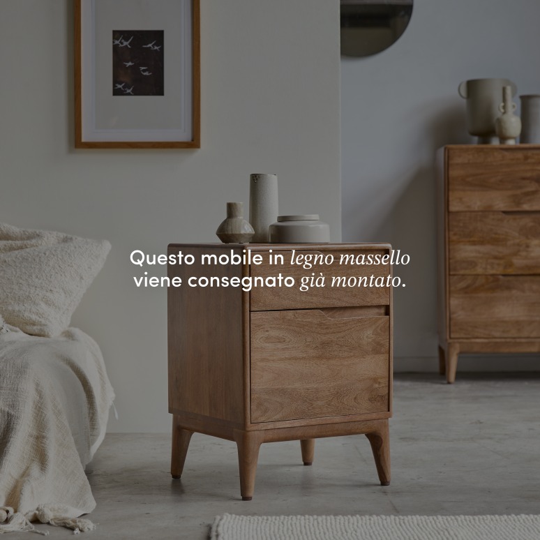 Gabrielle - Comodino in legno di mango massello