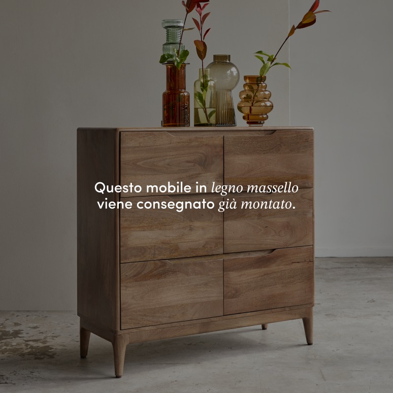 Gabrielle - Cassettiera portaoggetti in legno di mango massello