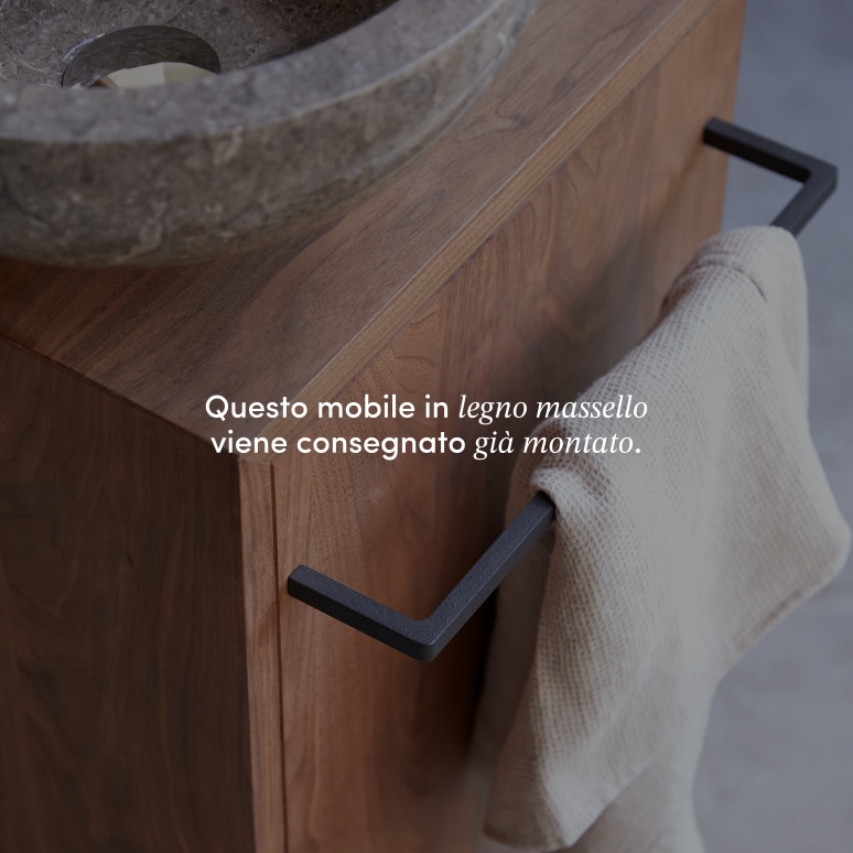 Stelle - Mobile sottolavabo in legno di noce massello (variante a destra)