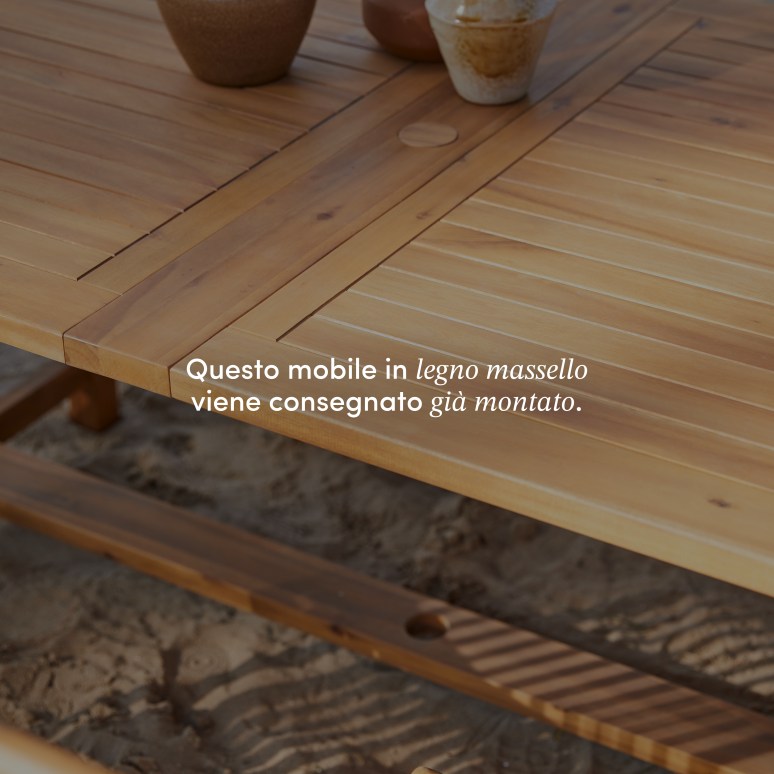 Capri - Set da giardino rettangolare in legno di acacia massello 6 sedie