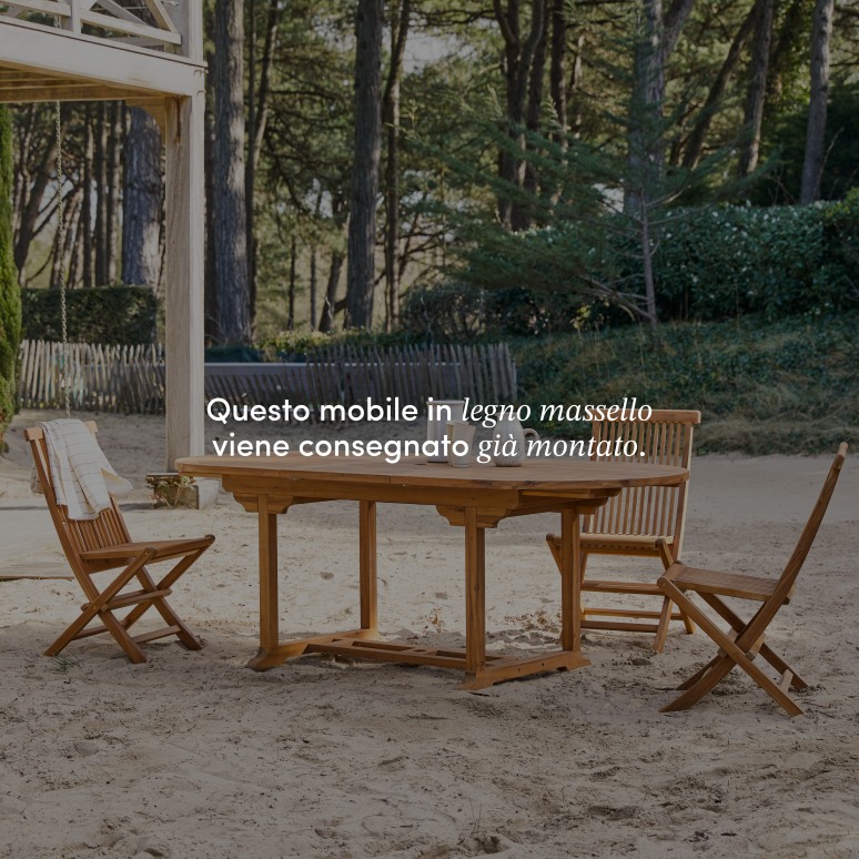 Capri - Set da giardino ovale in legno di acacia massello 4 sedie