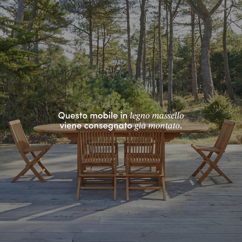 Capri - Set da giardino in legno di acacia massello con 6 sedie