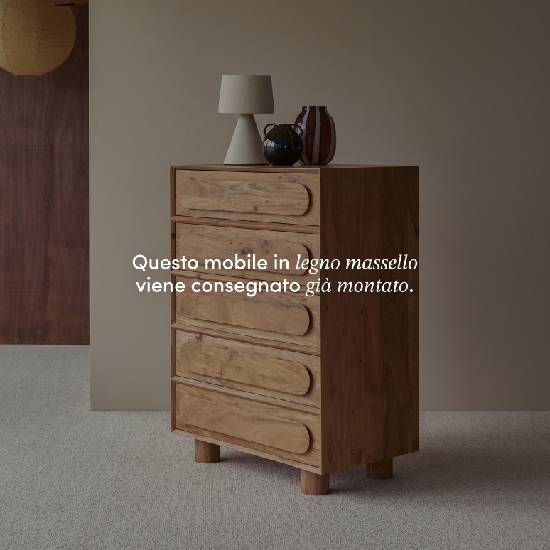 Olga - Cassettiera in legno di acacia massello