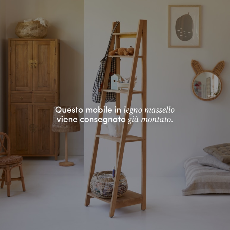 Bahya - Libreria per bambini in teak massello