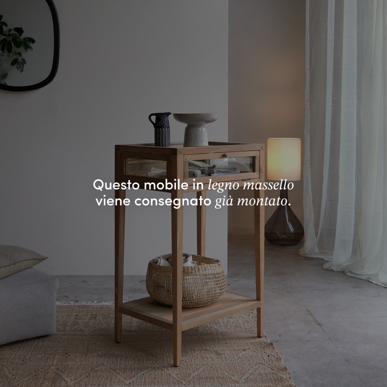 Inès - Consolle in vetro e teak massello riciclato