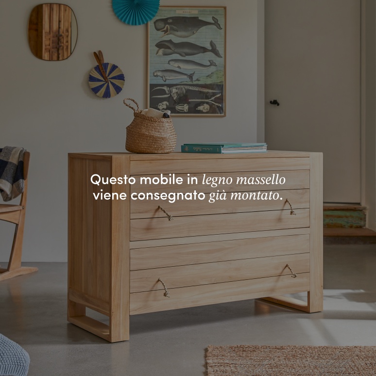 Minimalys - Cassettiera per bambini in teak massello