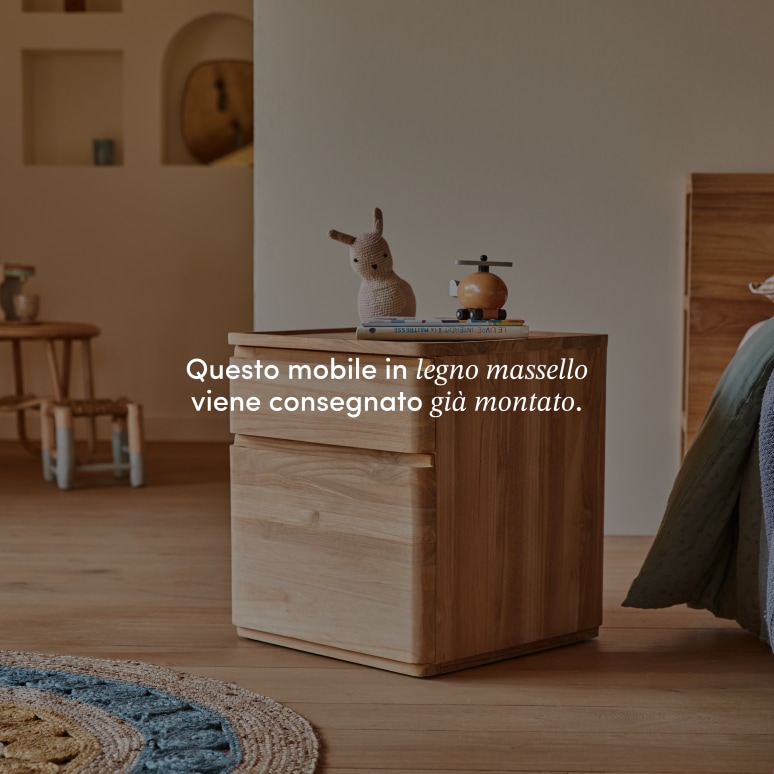 Nino - Comodino per bambini in teak massello