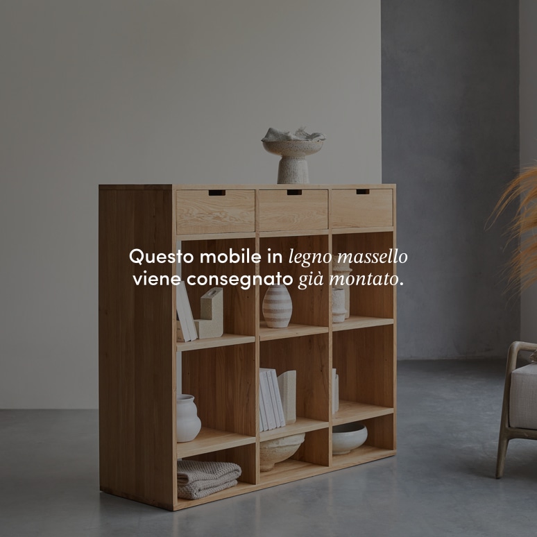 Miho - Libreria bassa in legno di quercia massello