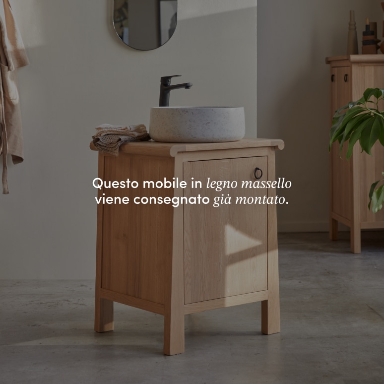 Volute - Mobile sottolavabo in legno di quercia massello 65 cm
