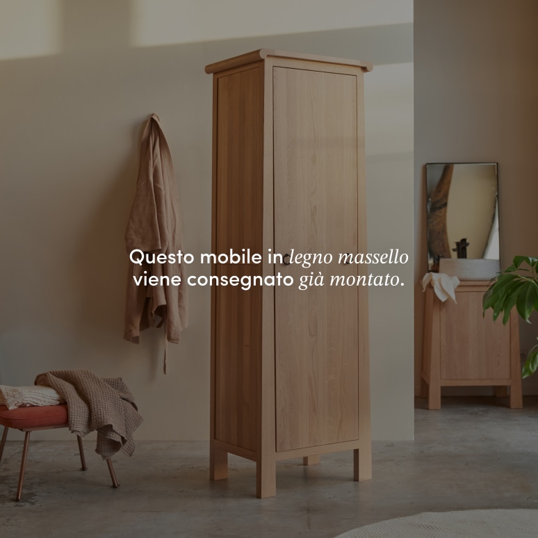 Volute - Mobile alto a colonna in legno di quercia massello