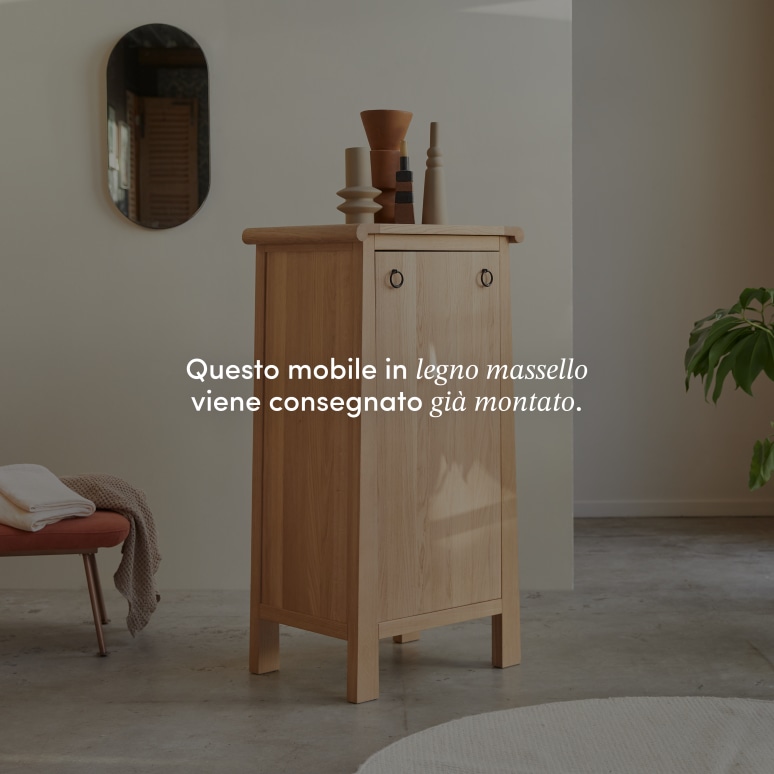 Volute - Mobile basso a colonna in legno di quercia massello