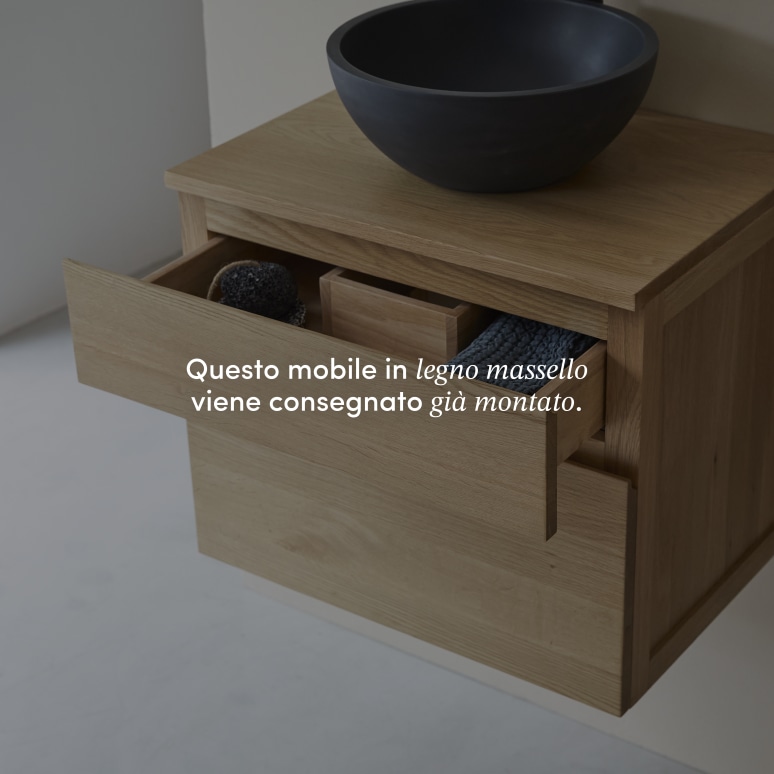 Jacob - Mobile per il bagno in legno di quercia massello da 60 cm