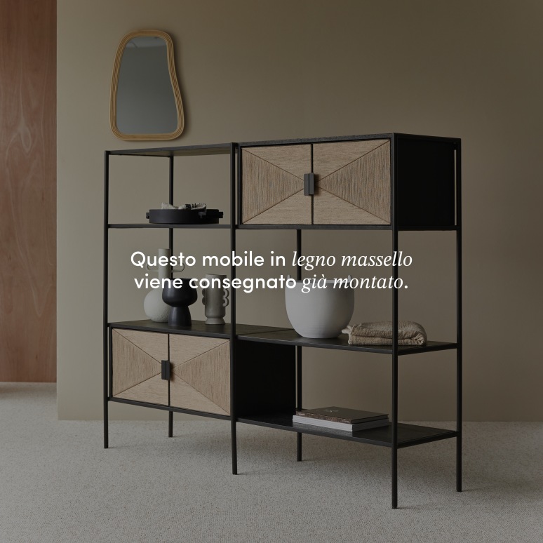 Fidele - Libreria in legno di mango massello e metallo