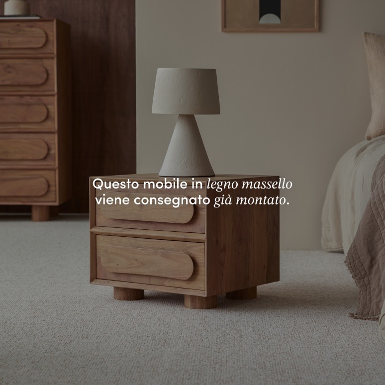 Olga - Comodino in legno di acacia massello a 2 cassetti