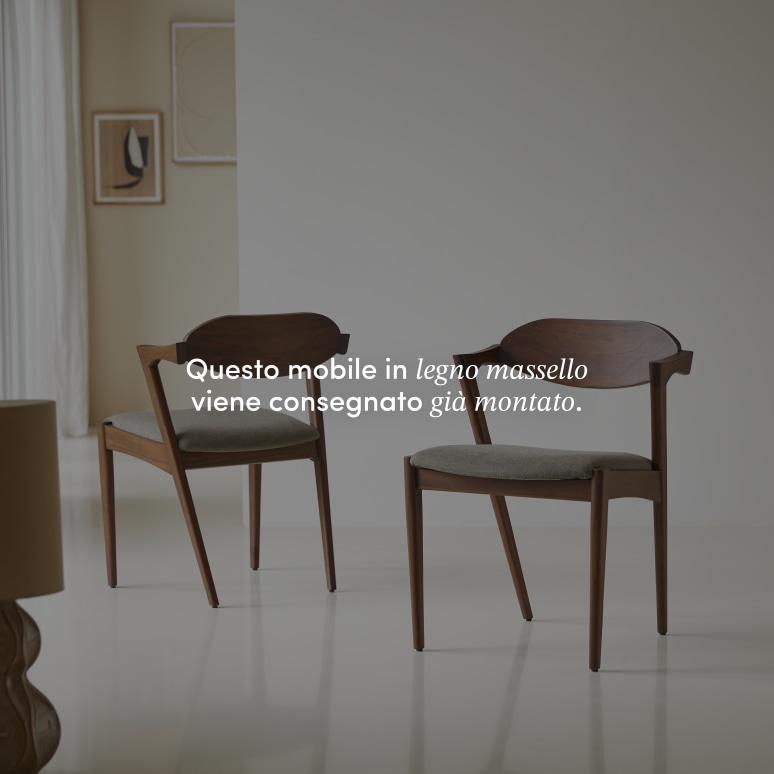 Guido - Sedia in teak massello scuro e tessuto