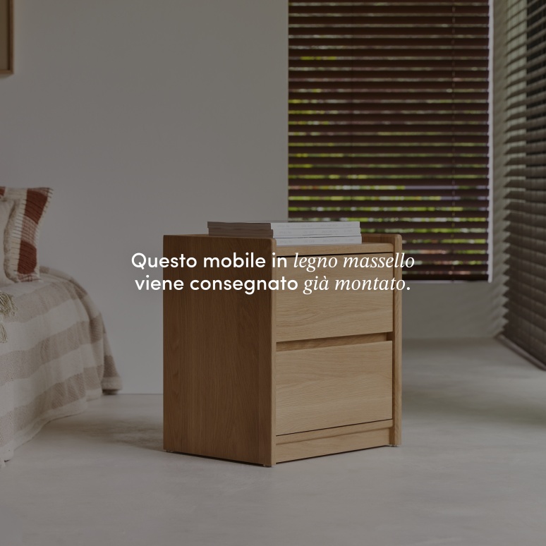 Arto - Comodino in legno di quercia massello 2 cassetti