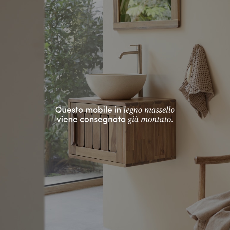 Lila - Mobile per il bagno in legno di acacia massello 50 cm