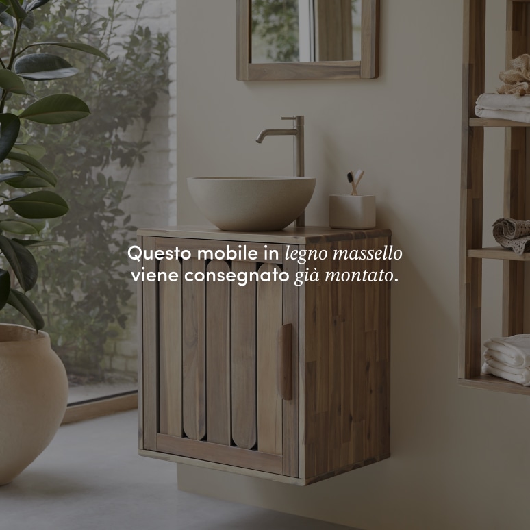 Lila - Mobile per il bagno in legno di acacia massello 60 cm