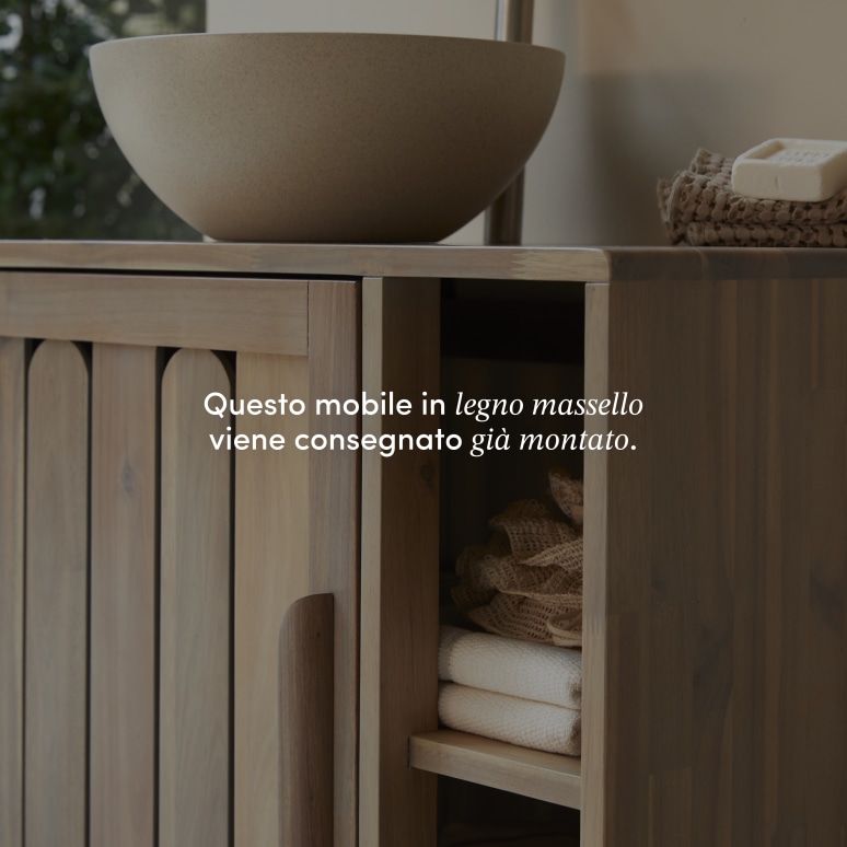 Lila - Mobile per il bagno in legno di acacia massello 80 cm
