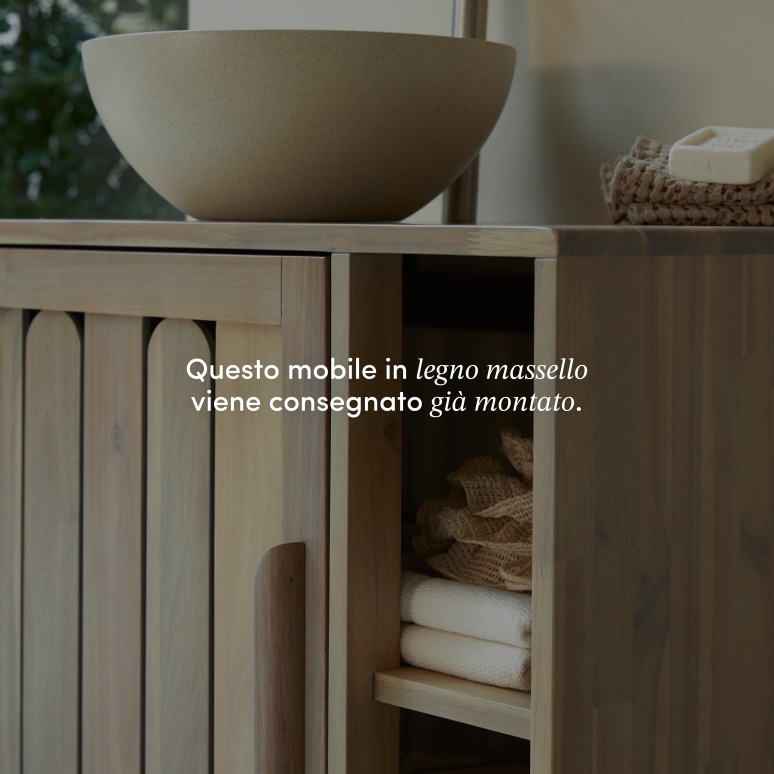 Lila - Mobile per il bagno in legno di acacia massello 80 cm