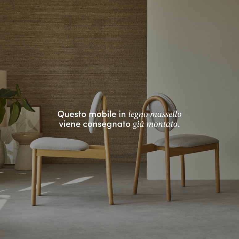 Olive - Sedia in rovere massello e lana grigia