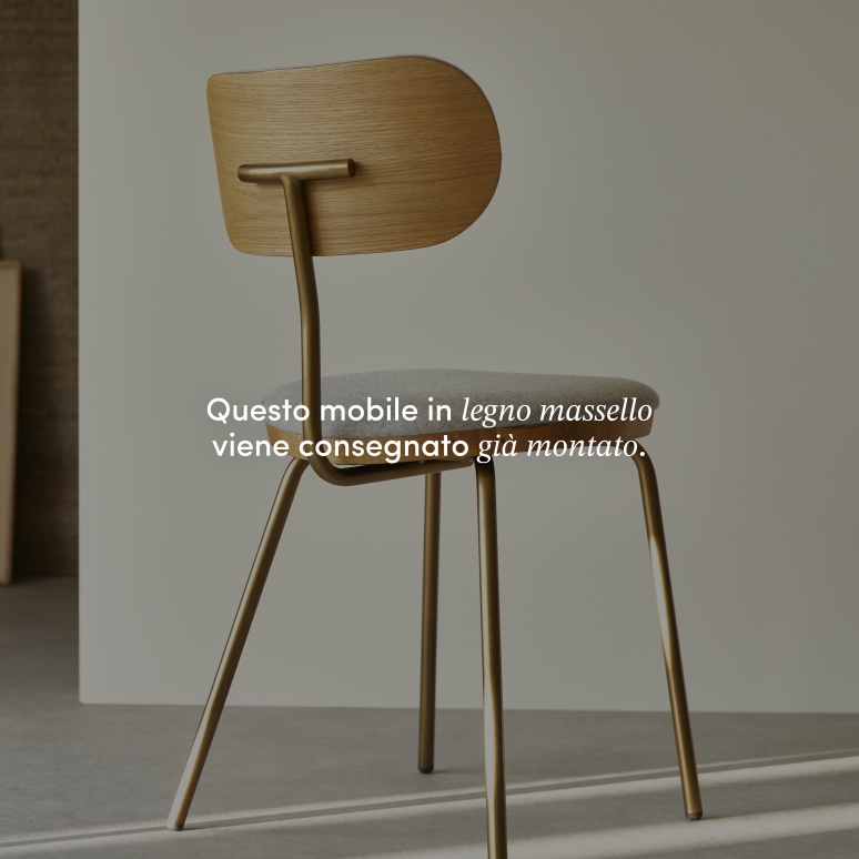 Soline - Sedia in rovere massello chiaro, tessuto grigio e metallo