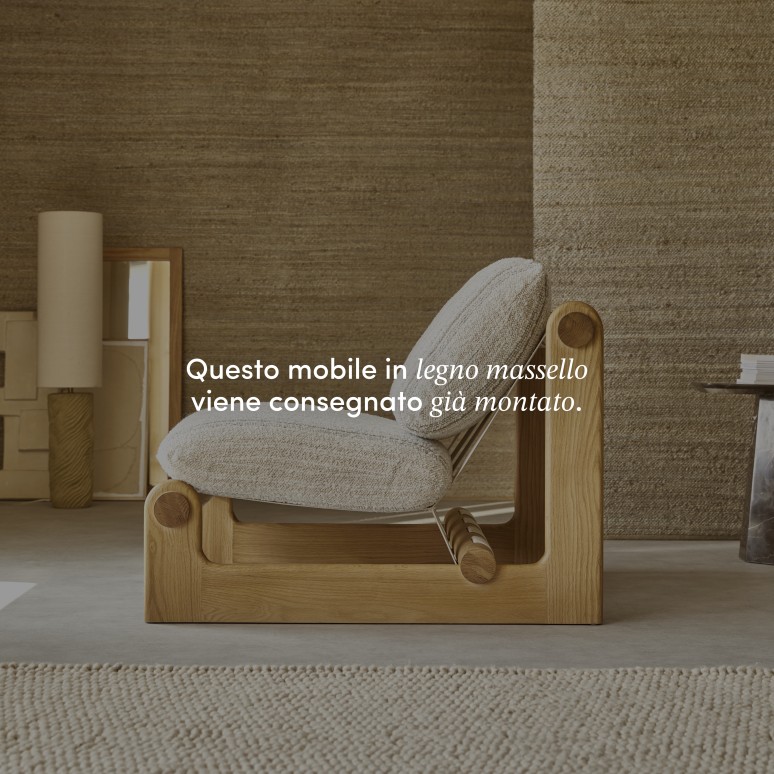 Aimé - Poltrona XL in rovere massello e tessuto beige