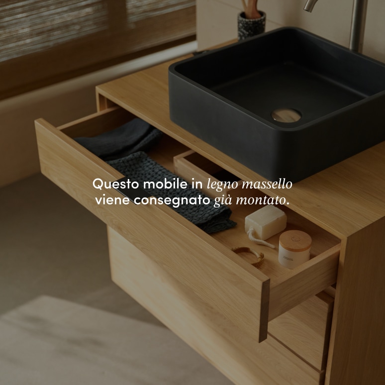 Senson - Mobile per il bagno in rovere massello 80 cm
