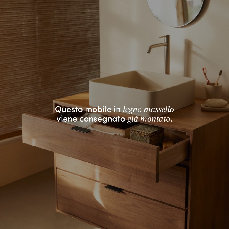 Senson - Mobile da bagno in noce massello 80 cm