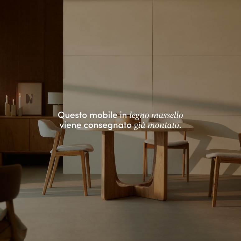 Mattia - Tavolo in rovere massello e travertino per 4 persone.