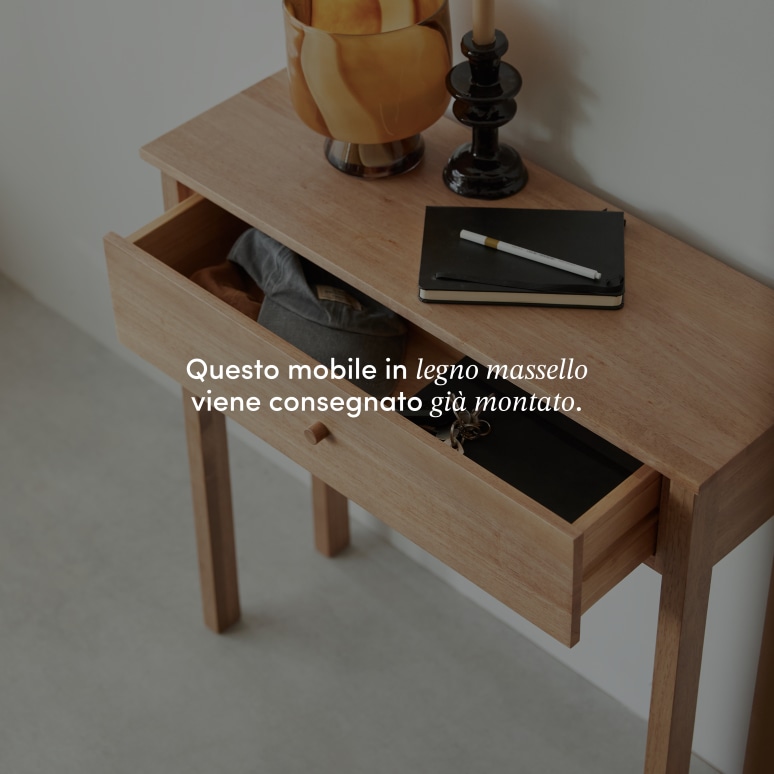 Renata - Consolle d’ingresso in legno di caucciù massello P. 28 cm