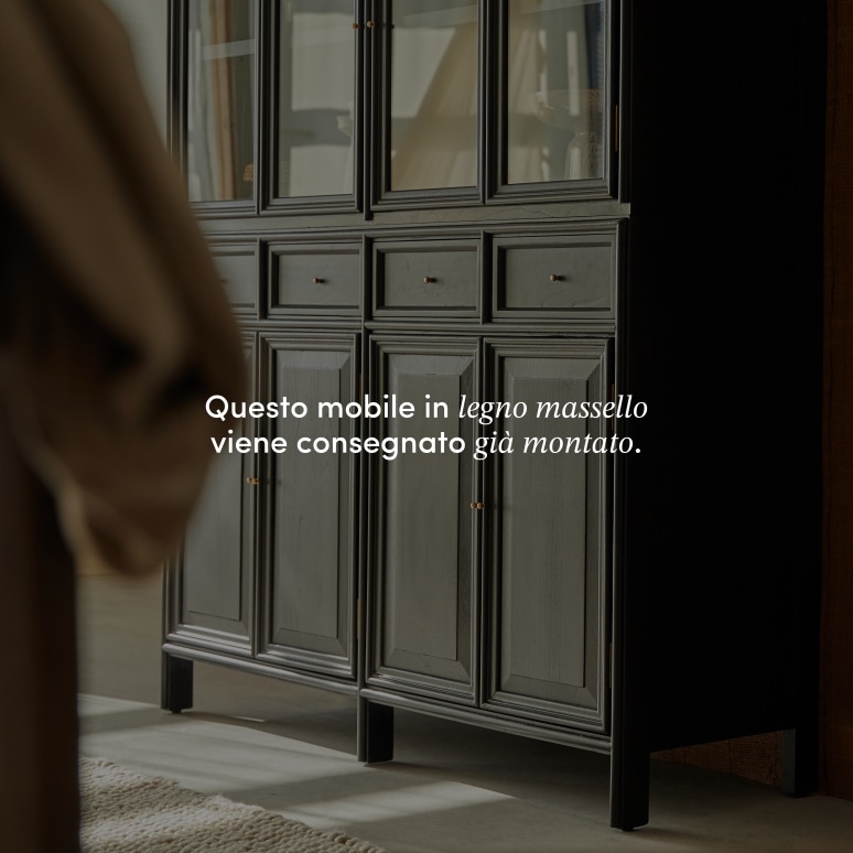 Anna - Credenza alta vetrina e ante piene in mindi 120 cm