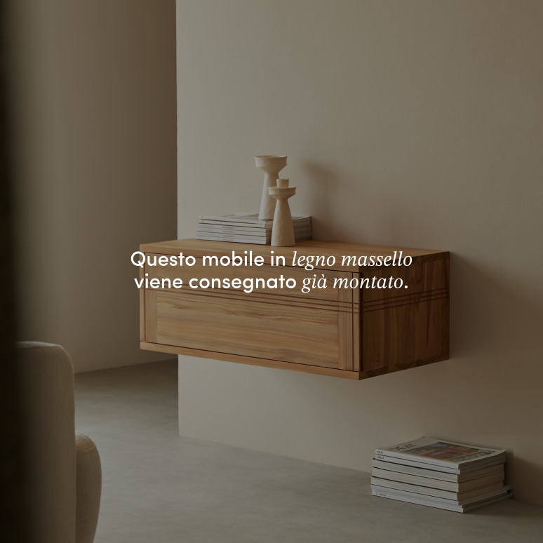 Basic - Mobile TV in teak massello 80 cm