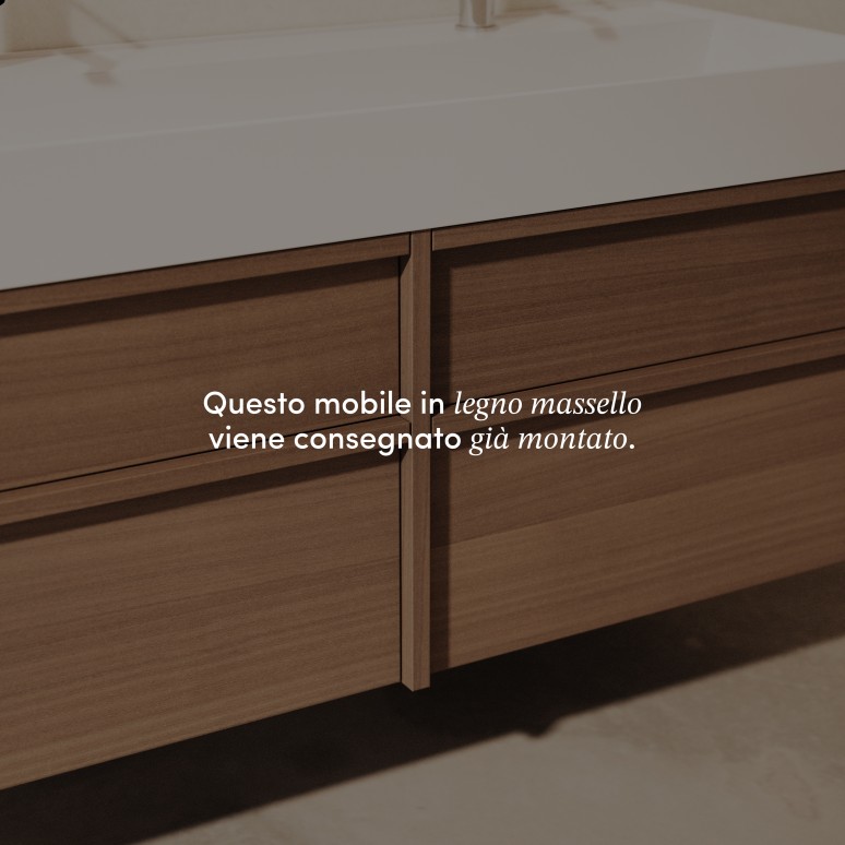 Margot - Mobile sottolavabo in legno massello di hevea e terrazzo 120 cm