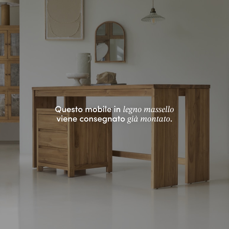 Eden - Scrivania in teak massello con cassettiera