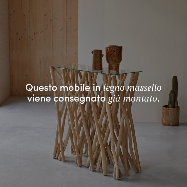 River - Consolle da ingresso in teak massello P. 35 cm