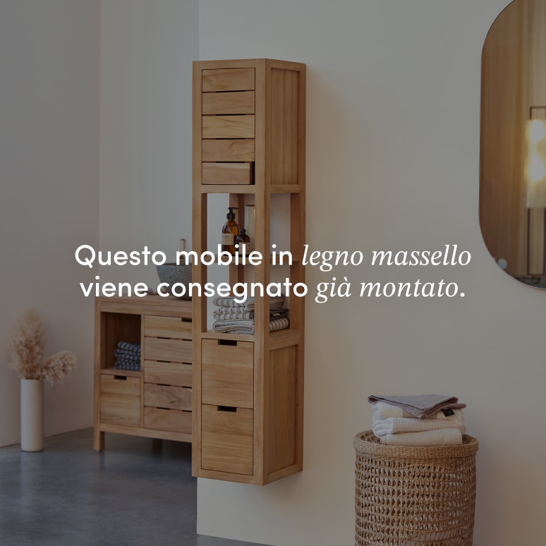 Serena - Scaffale a colonna in teak massello