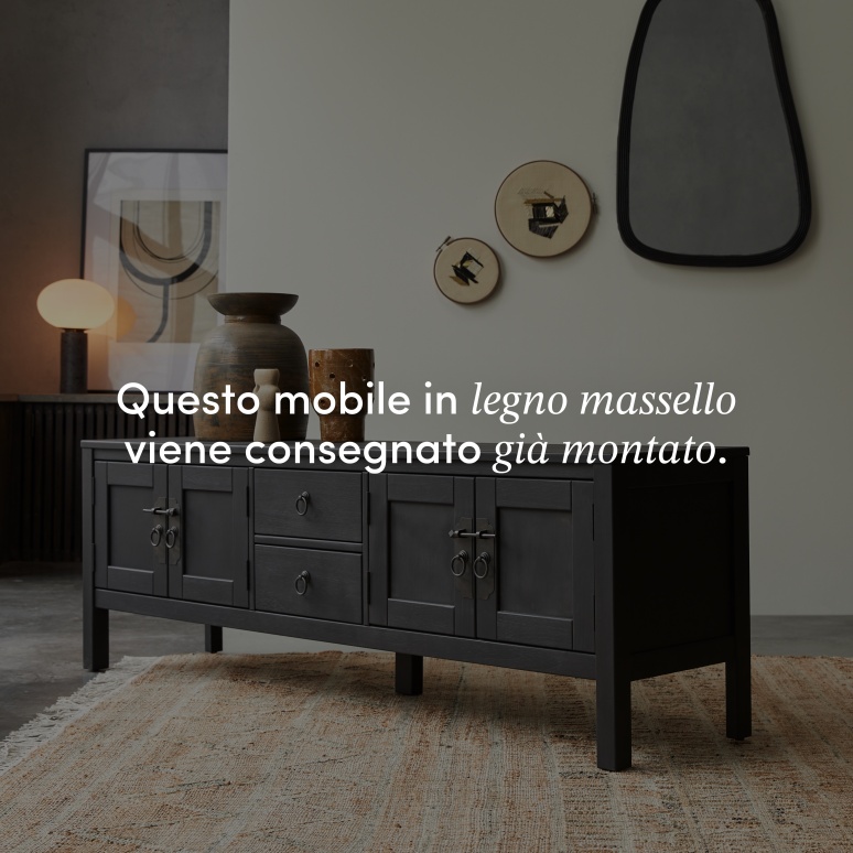 Thaki Black - Mobile TV in legno di pino massello 170 cm