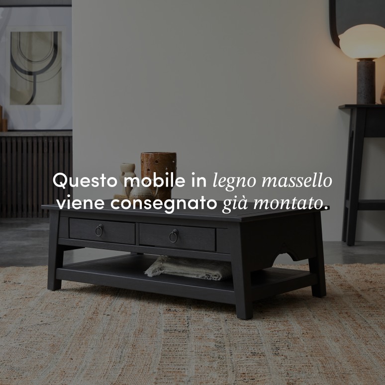 Thaki Black - Tavolino in legno di pino massello