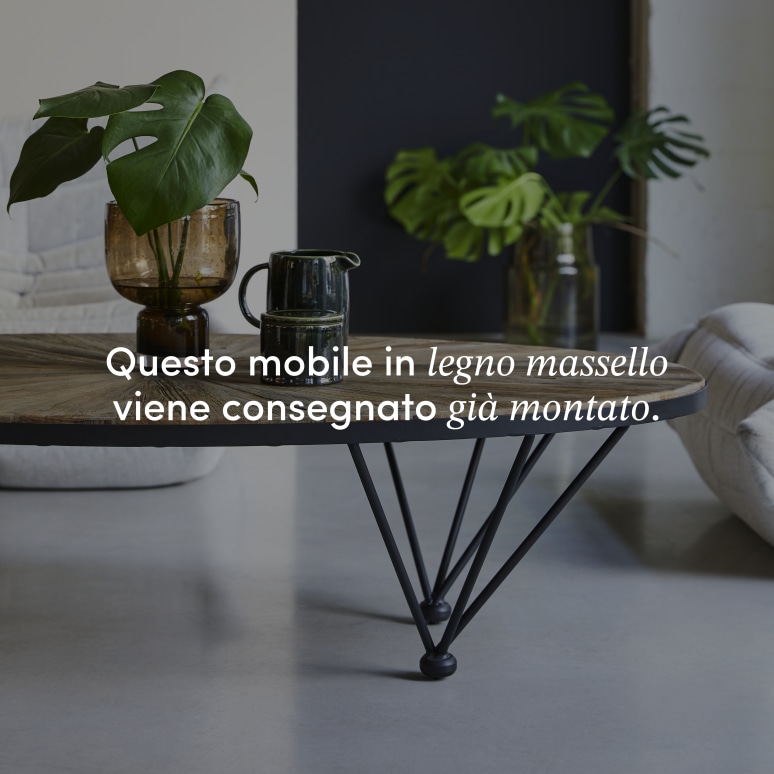 Lancelot - Tavolino in legno di olmo massello riciclato e metallo