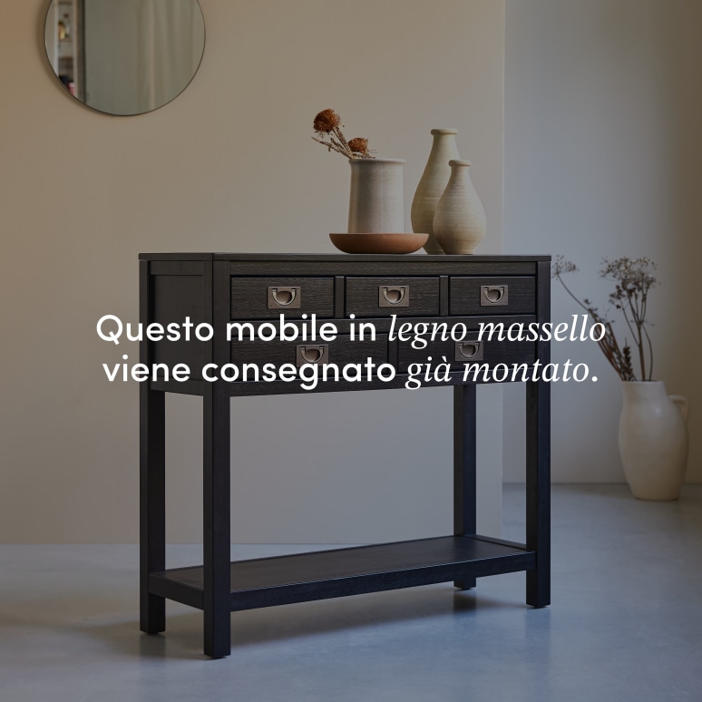 Klaten - Consolle da ingresso in pino massello P. 35 cm