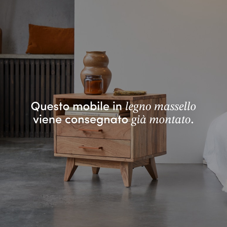 Oslo - Comodino in legno massello di acacia