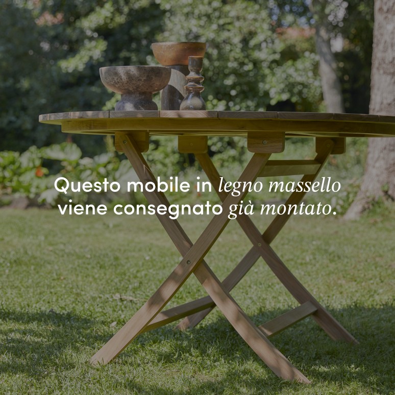 Andria - Tavolo da giardino pieghevole in teak massello, 6 persone