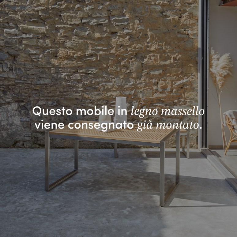 Arno - Tavolo da giardino in teak massello e inox, 4-6 persone