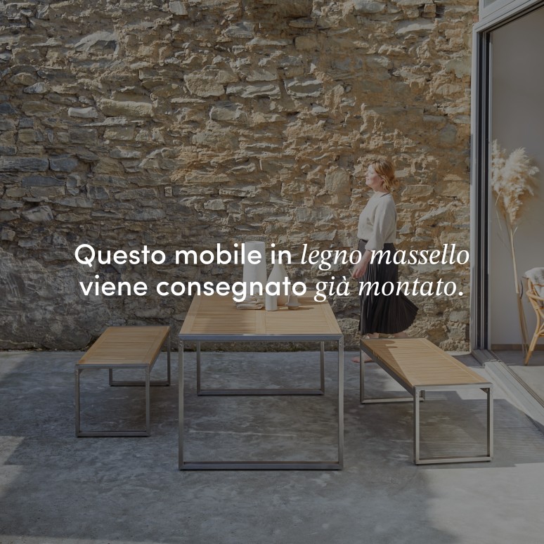 Arno - Set da giardino in teak massello e inox, 6 posti